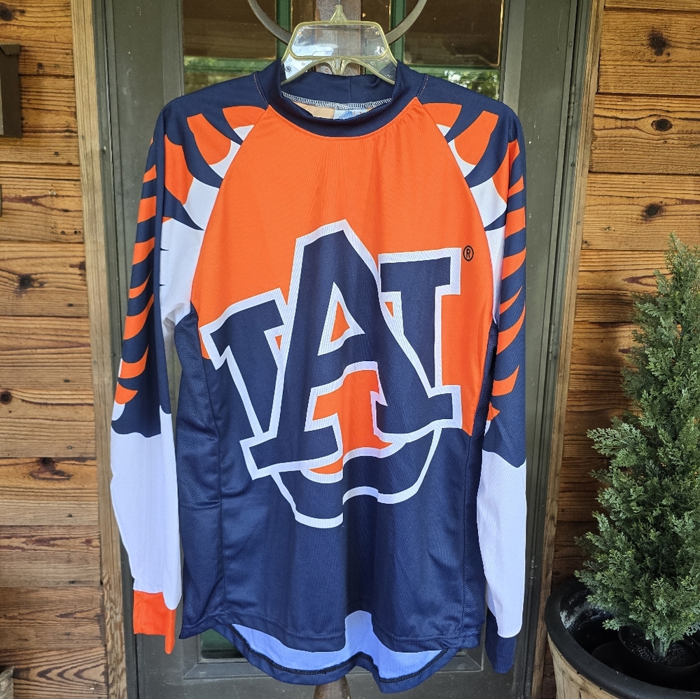 Adrenaline Promotions Auburn Tigers Orange, Navy Long Sleeve Jersey Shirt, Small